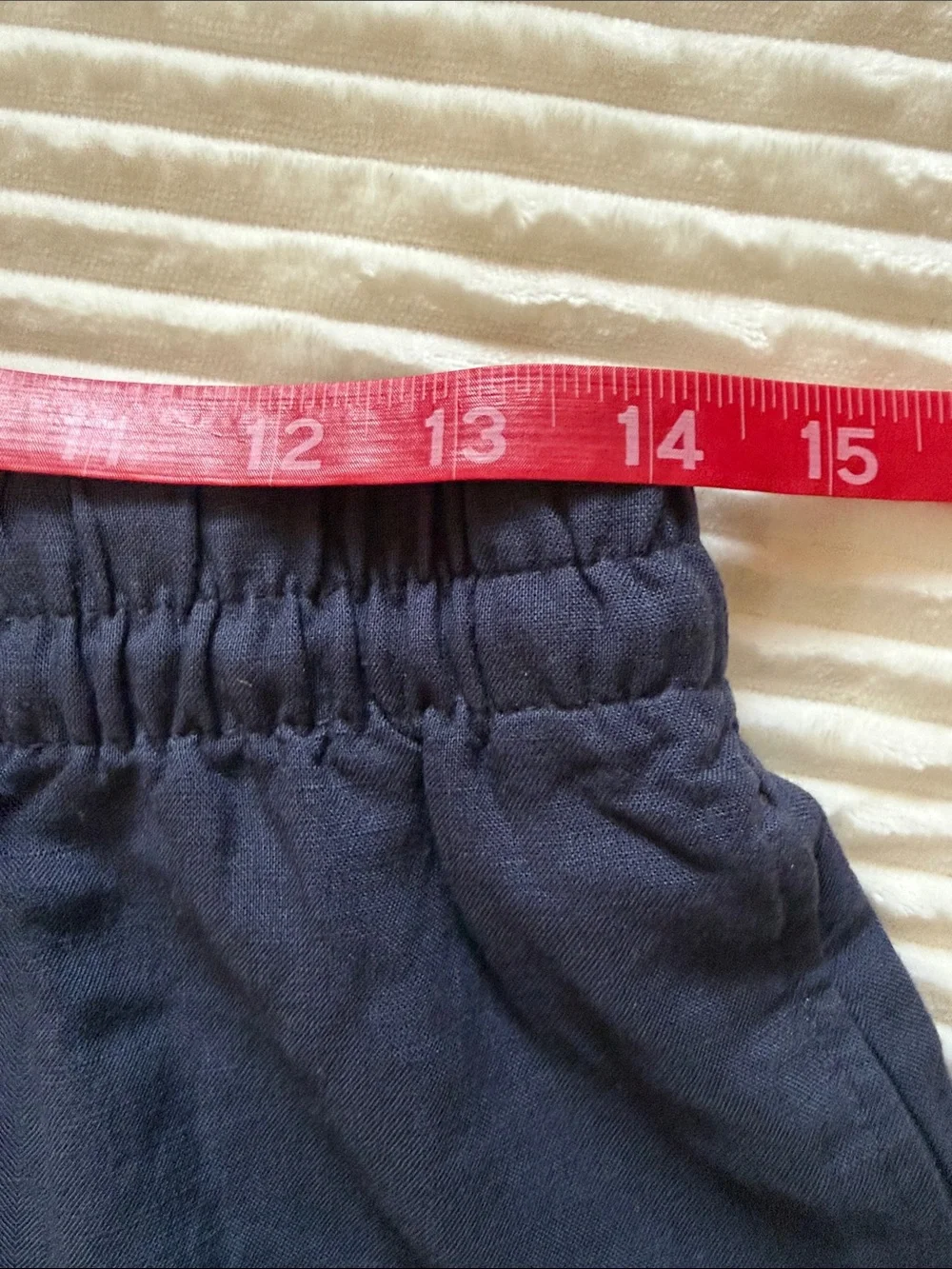 H&M Linen Blend Wide Leg Pants Pockets Drawstring Elastic Airy Flowy Navy S